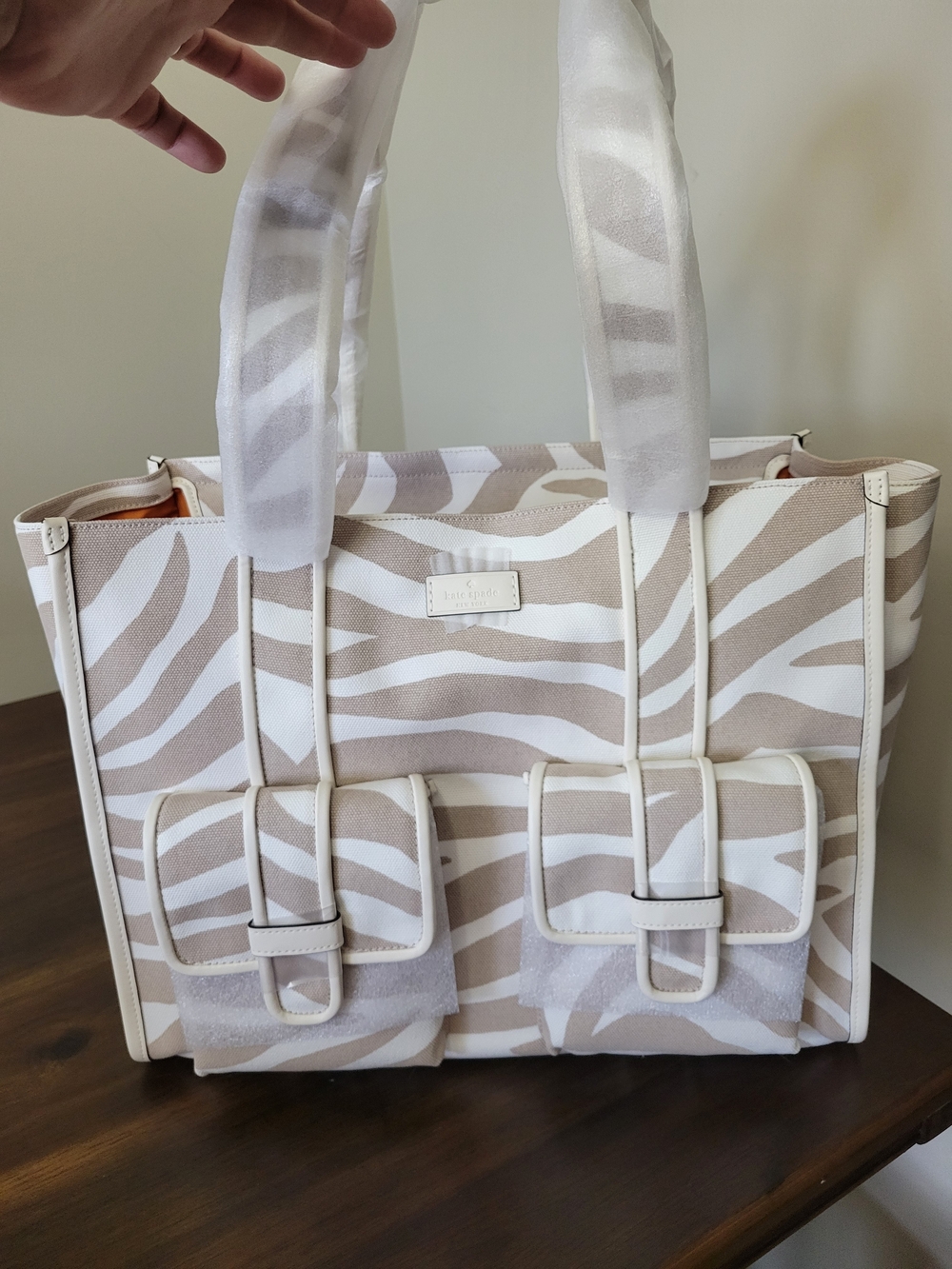 Kate Spade Zebra-Print Canvas Zip Large Tote Bag. Brand New With Tags